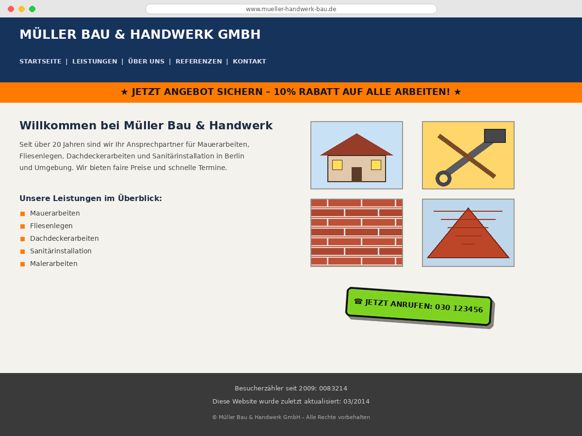 Alte Website vor der Neugestaltung durch Webora Studio